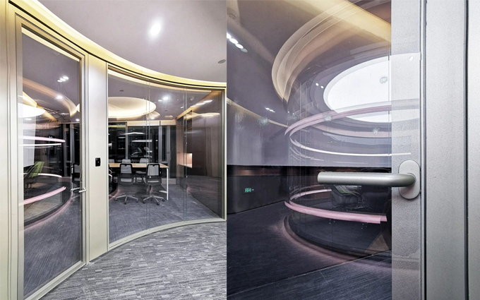 أحدث حالة شركة حول Curved panoramic glass partition system project