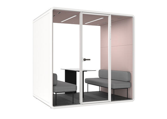 New Office Building Materials Removable Acoustic Office Pods Four-seater Business Conference Room Phone Booth Including Dimmer