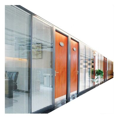 Office Interior Tempered clear Glass Top Partition Wall School Meeting Room Soundproof Glass Office Partition With Blinds