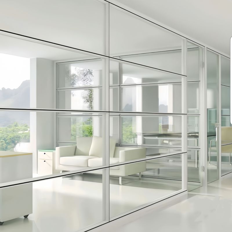 Aluminum Framed Glass Partition Wall with Tempered Glass Panels