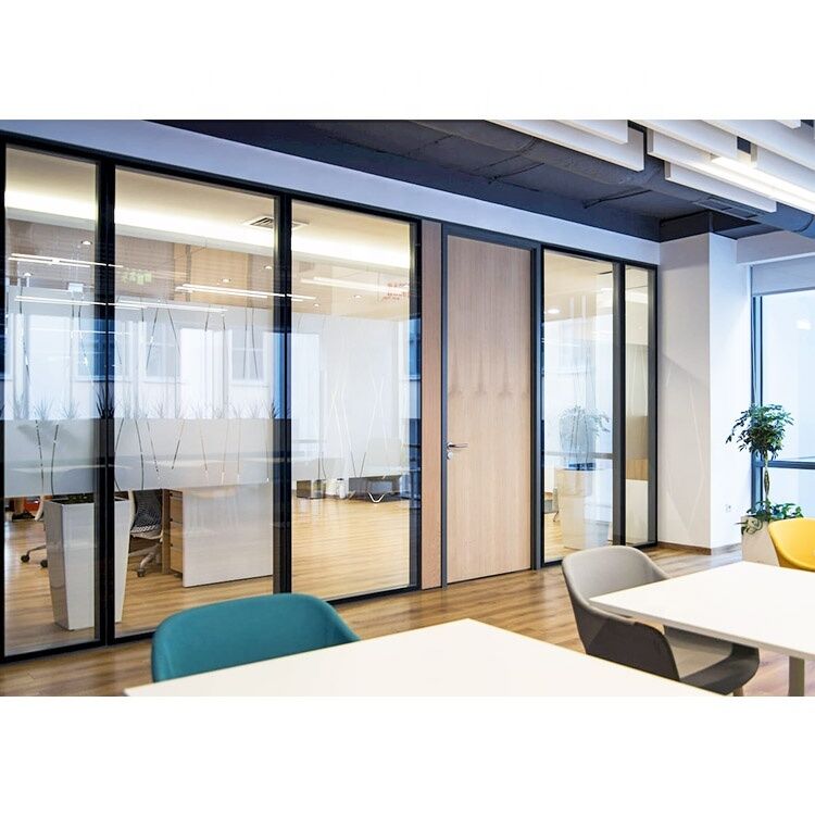 Soundproof Office Glass Partition Wall Glass Wall Partition System with Door